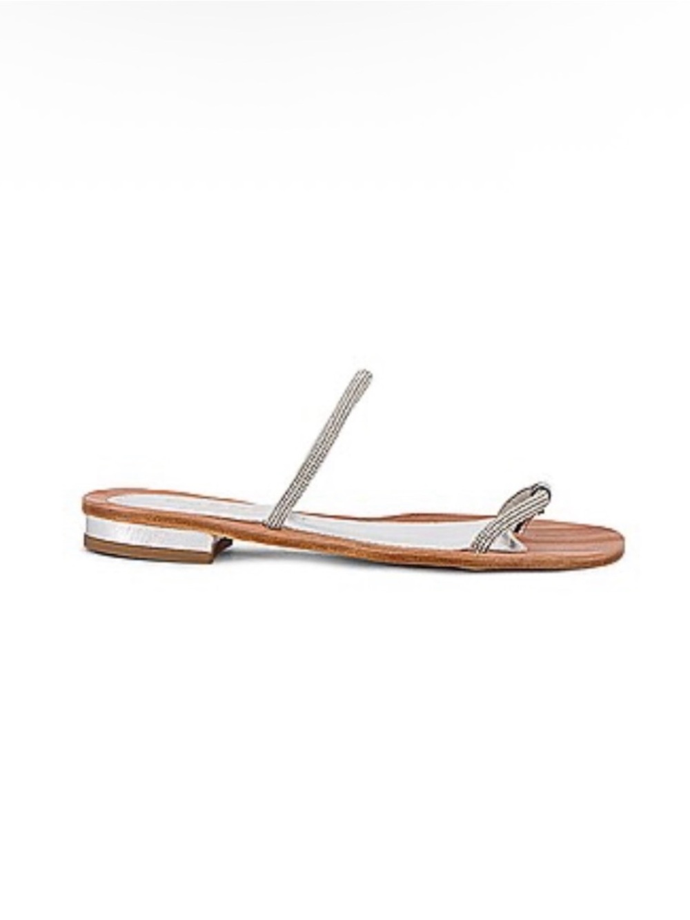 Cornetti Claudia Silver Strappy Flat Sandals EU 40 Metallic Thong Used in Box